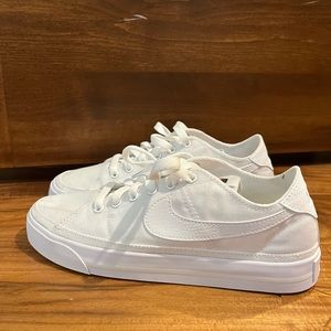 nike court legacy canvas sneakers in triple white